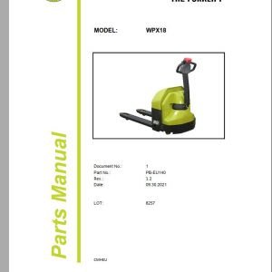 Clark Forklift WPX18 8257 Parts Manual PB EU140 09.2021