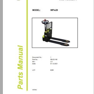 Clark Forklift WPio20 8289 Parts Manual PB EU148 01.2021