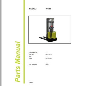 Clark Forklift WS10 8271 Parts Manual PB EU132 07.2021