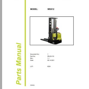 Clark Forklift WSX12 8254 Parts Manual PB EU133 06.2021