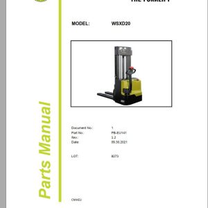 Clark Forklift WSXD20 8273 Parts Manual PB EU141 09.2021