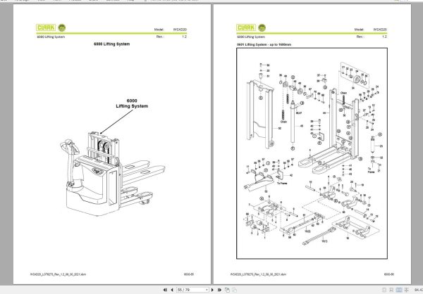 Clark Forklift WSXD20 8273 Parts Manual PB EU141 09.2021 1