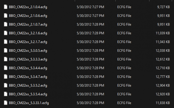 Cummins BBO ECFG Files