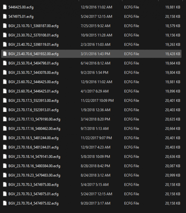 Cummins BGV ECFG Files