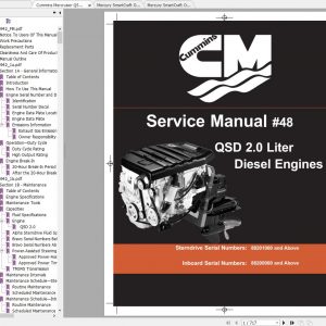Cummins Mercruiser QSD 2.0 Liter Diesel Engine Service Manual SM 07170 1