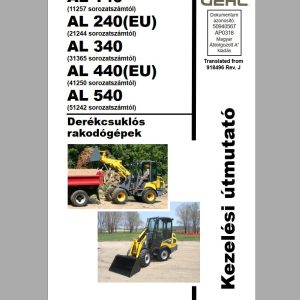 Gehl Articulated Loader AL140 AL240EU AL340 AL440EU AL540 Operators Manual 918496 02 1
