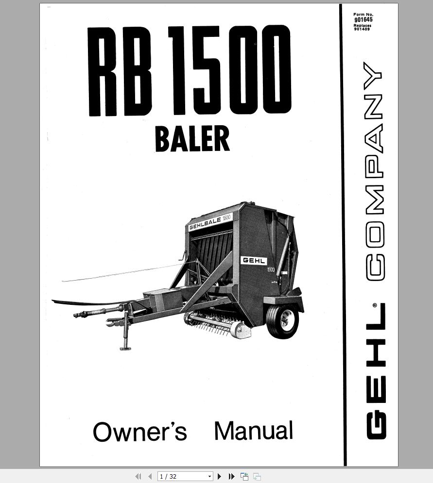 Gehl Baler RB1500 Operators Manual 901645A 1