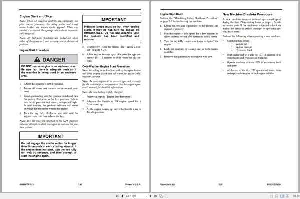 Gehl Compact Excavator GE153 GE193 GE223 Operators Manual 909824 10 2