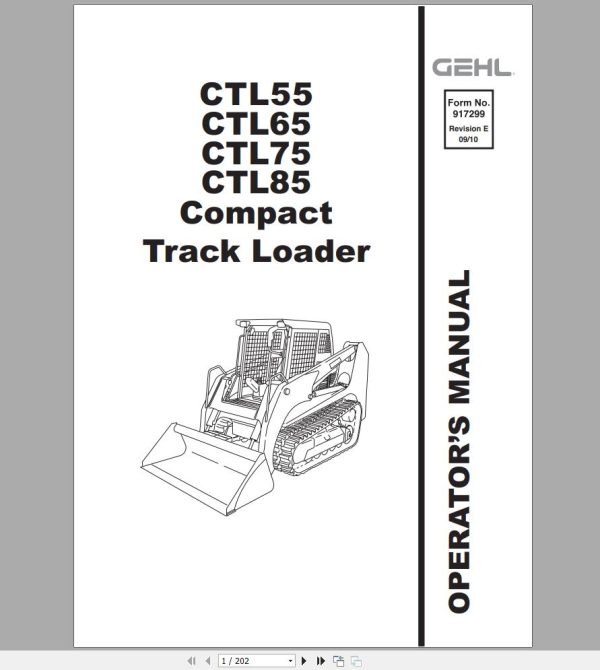 Gehl Compact Track Loader CTL55 CTL65 CTL75 CTL85 Operators Manual 917299E 1