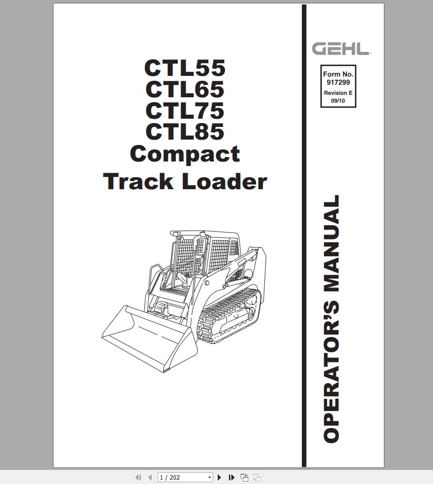 Gehl Compact Track Loader CTL55 CTL65 CTL75 CTL85 Operators Manual 917299E 1