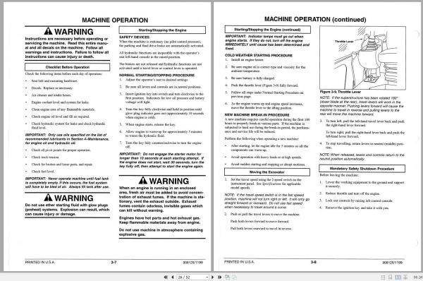 Gehl Crawler Excavator GE272 GE292 GE362 Operators Manual 908125 2