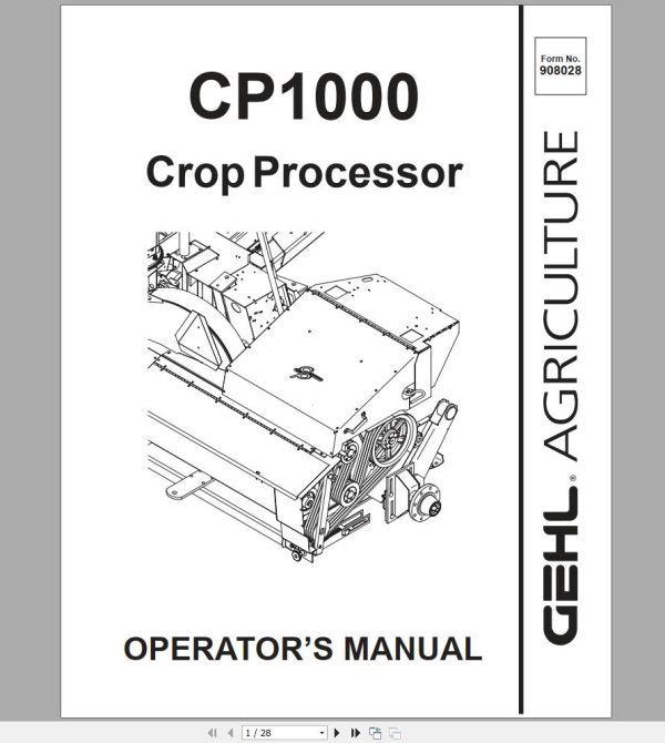 Gehl Crop Processor CP1000 Operators Manual 908028 1