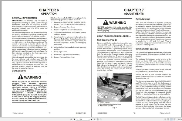 Gehl Crop Processor CP1000 Operators Manual 908028 2