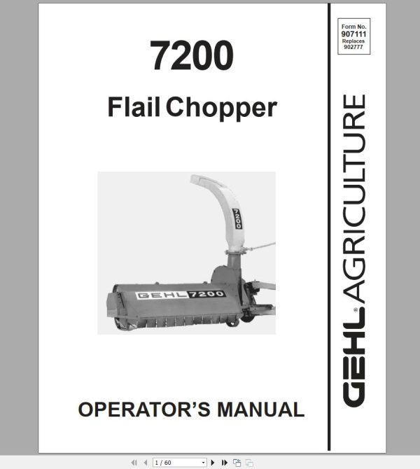 Gehl Flail Chopper FC7200 Operators Manual 907111A 1