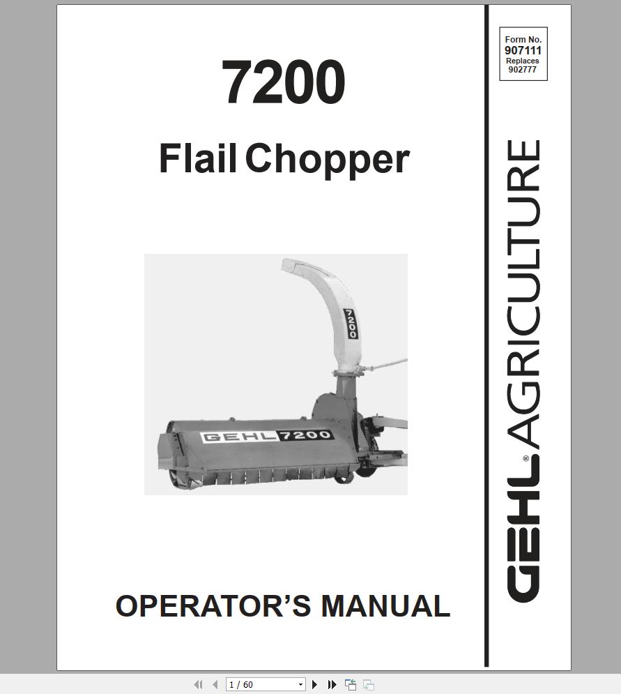 Gehl Flail Chopper FC7200 Operators Manual 907111A 1