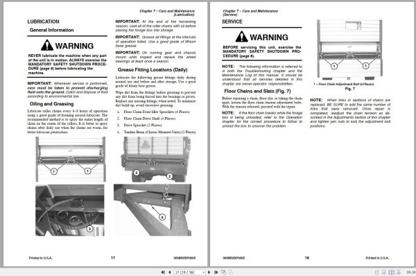 Gehl Forage Box Chassis Units FX1840 Operators Manual 909856B 2