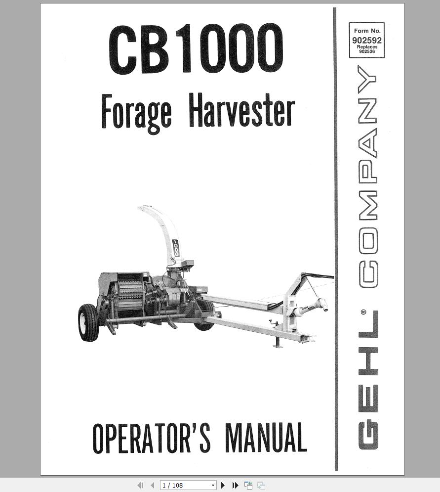 Gehl Forage Harvester CB1000 Operators Manual 902592A 1