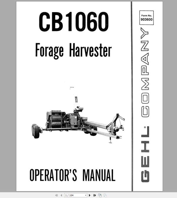 Gehl Forage Harvester CB1060 CB1065 Operators Manual 903600A 1