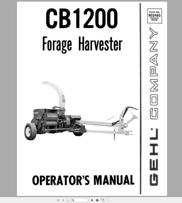 Gehl Forage Harvester CB1200 Operators Manual 902485A 1