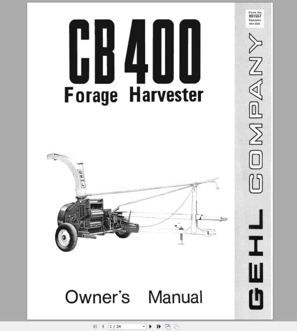 Gehl Forage Harvester CB400 Operators Manual 901557A 1