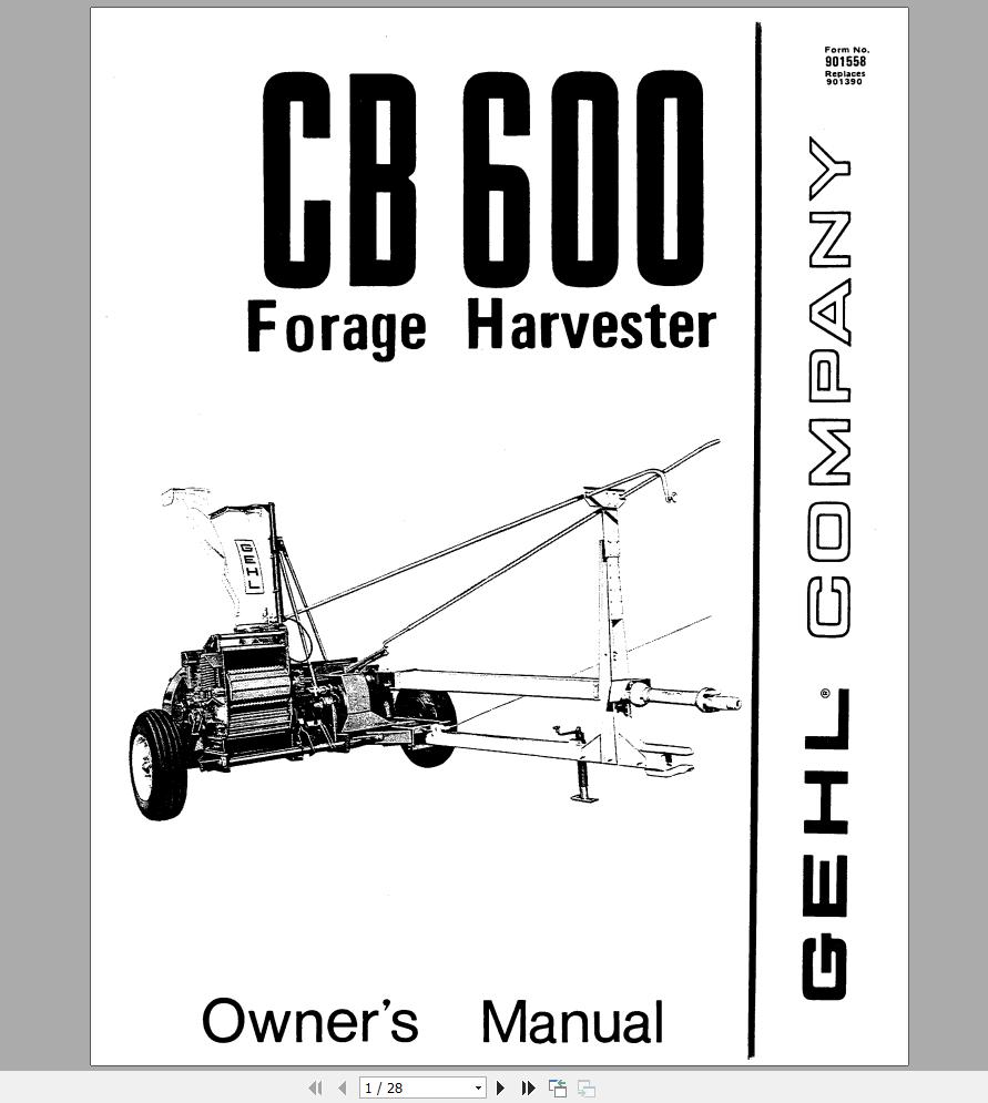Gehl Forage Harvester CB600 Operators Manual 901558A 1