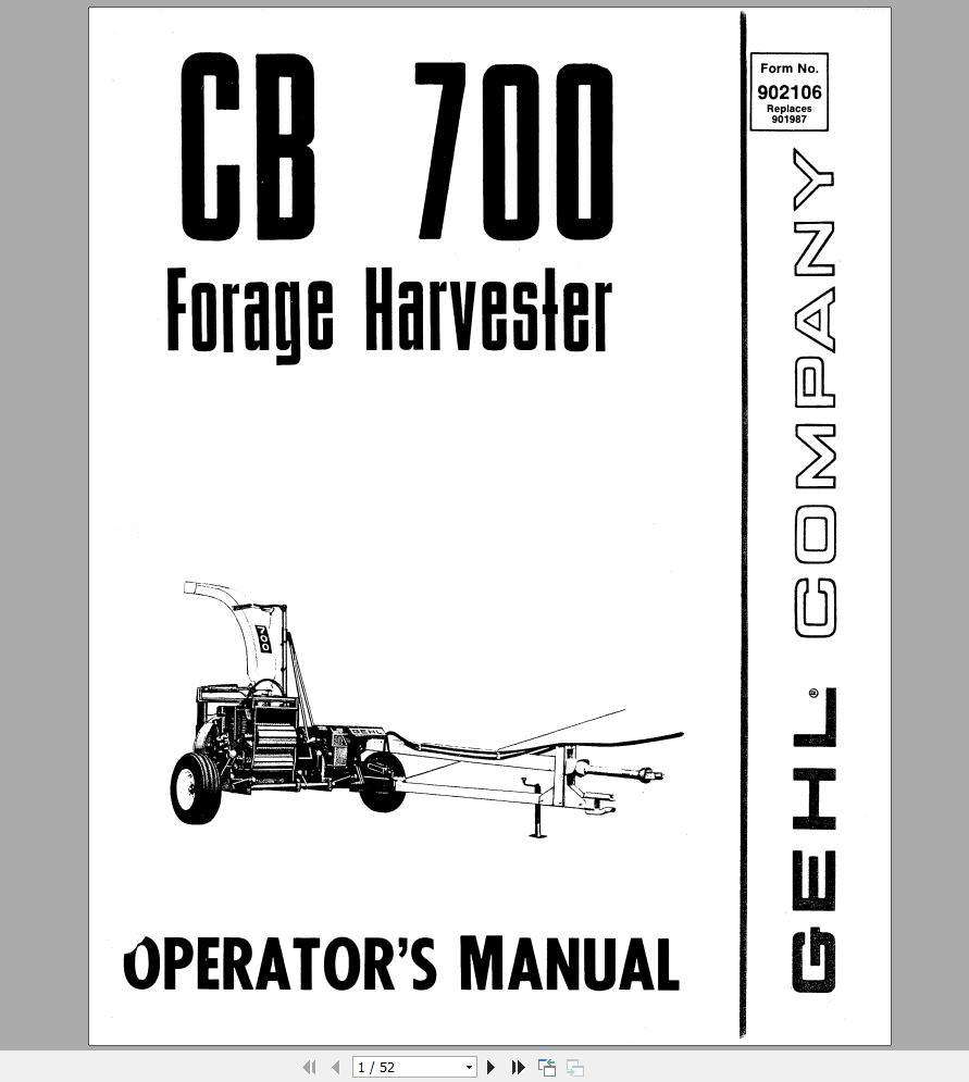 Gehl Forage Harvester CB700 Operators Manual 902106A 1