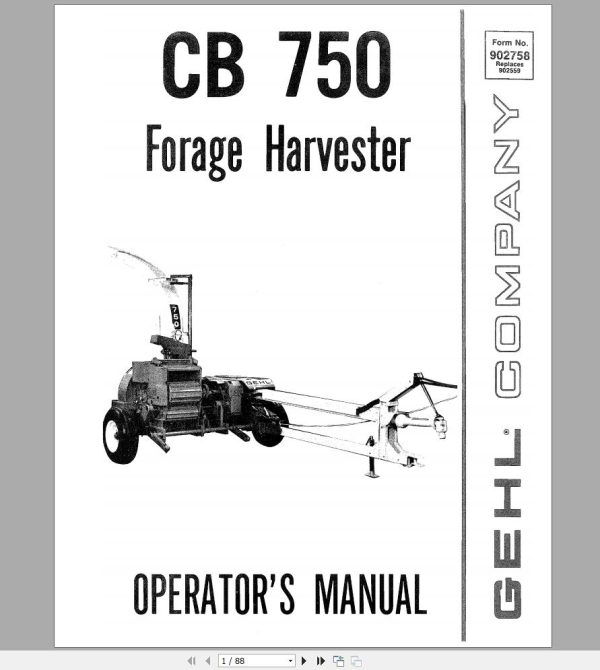 Gehl Forage Harvester CB750 Operators Manual 902758A 1