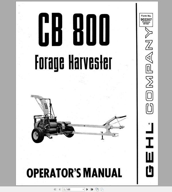 Gehl Forage Harvester CB800 Operators Manual 902207A 1