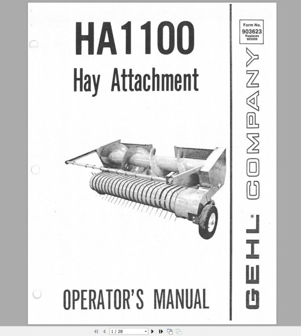 Gehl Hay Attachment HA1100 Operators Manual 903623A 1