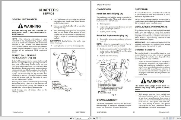 Gehl Impeller Disc Mower Conditioner DC2512 Operators Manual 909871B 2