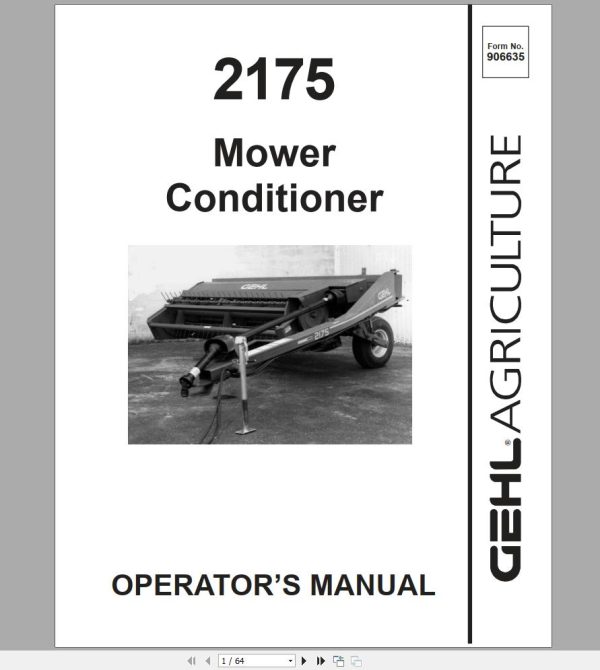 Gehl Mower Conditioner MC2175 Operators Manual 906635A 1