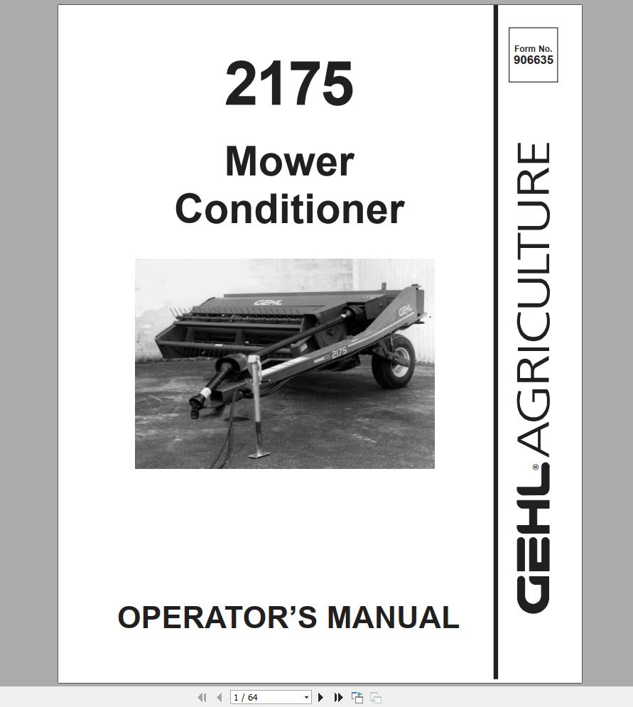 Gehl Mower Conditioner MC2175 Operators Manual 906635A 1