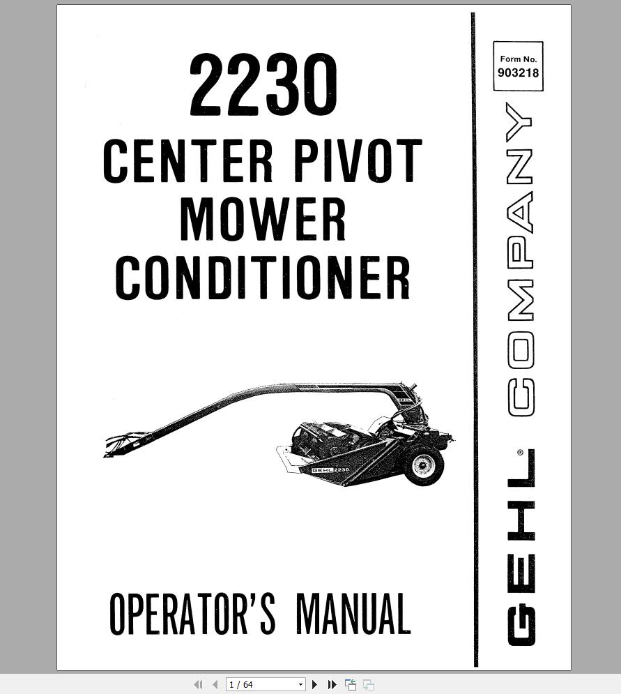 Gehl Mower Conditioner MC2230 Operators Manual 903218A 1