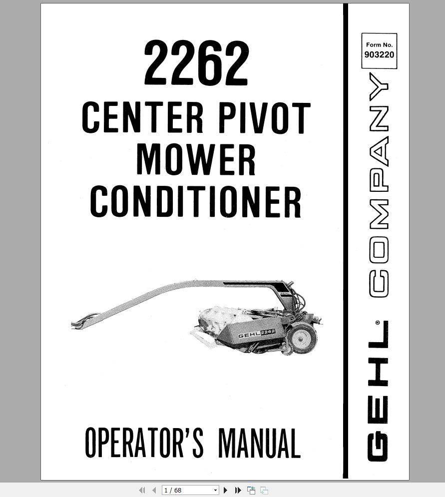 Gehl Mower Conditioner MC2262 Operators Manual 903220A 1