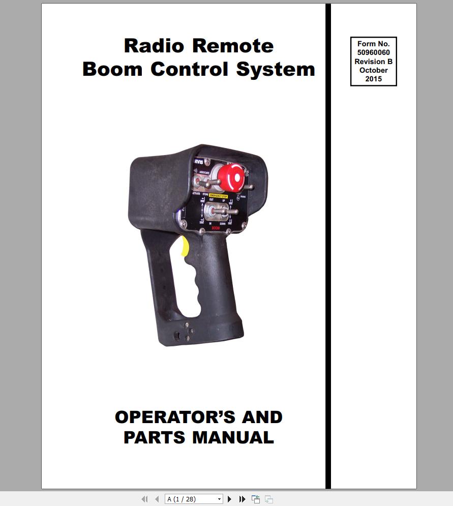 Gehl Radio Remote Boom Control System with Black Transmitter Parts Manual 50960060B 10 1