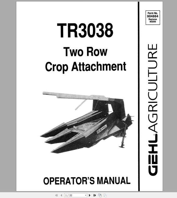 Gehl Scale Indicator TR3038 Operators Manual 904864A 1
