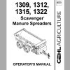 Gehl Scavenger Manure Spreaders MS1309 MS1312 MS1315 MS1322 Operators Manual 907170C 1
