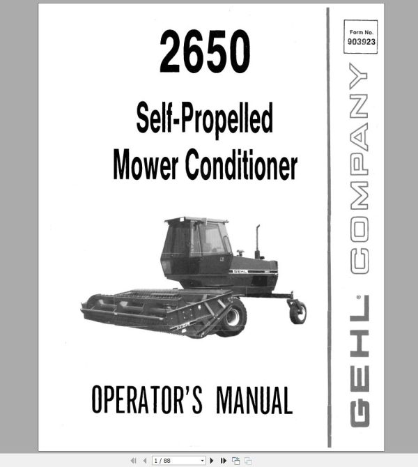 Gehl Sefl Propelled Mower Conditioner MC2650 Operators Manual 903923A 1