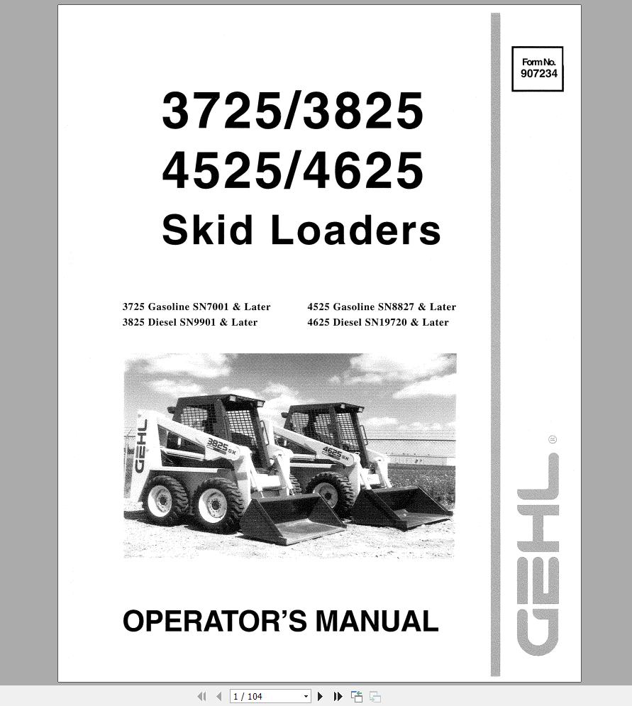 Gehl Skid Steer Loader 3725 3825 4525 4625 Operator