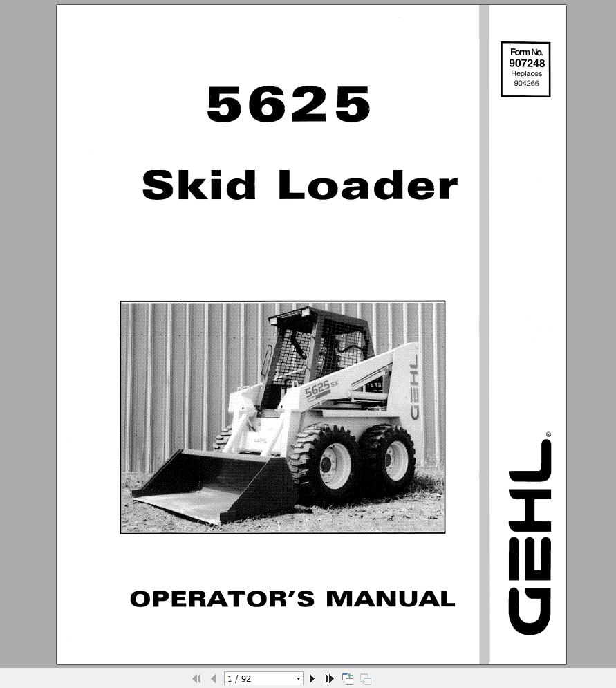 Gehl Skid Steer Loader 5625 Operators Manual 907248A 1