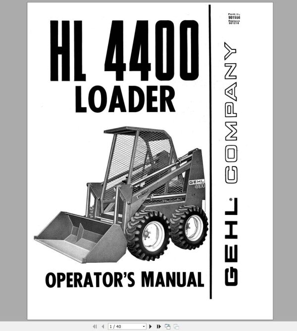 Gehl Skid Steer Loader HL4400 Operator's Manual 901556