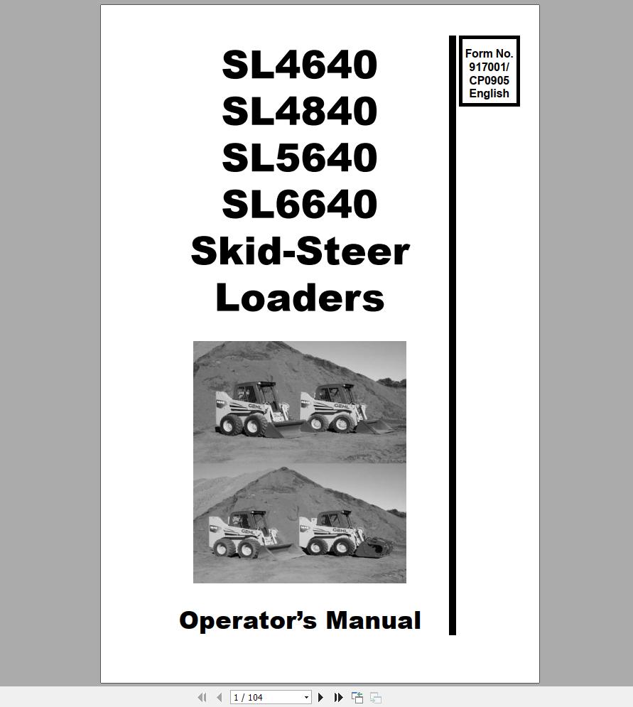 Gehl Skid Steer Loader SL4640 SL4840 SL5640 SL6640 Operators Manual 917001C 1