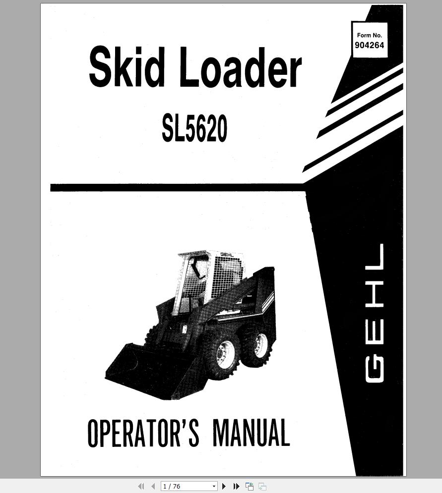Gehl Skid Steer Loader SL5620 Operators Manual 904264A 1