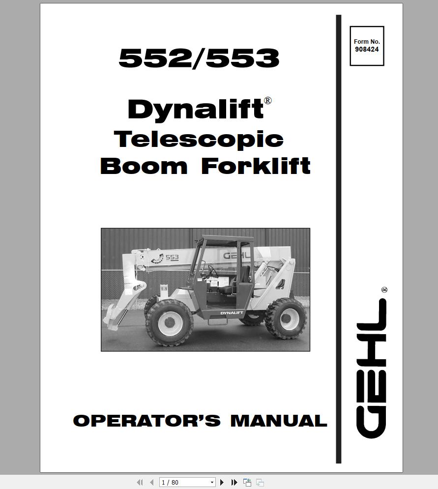 Gehl Telescopic Boom Forklift 552 553 Operators Manual 908424 1
