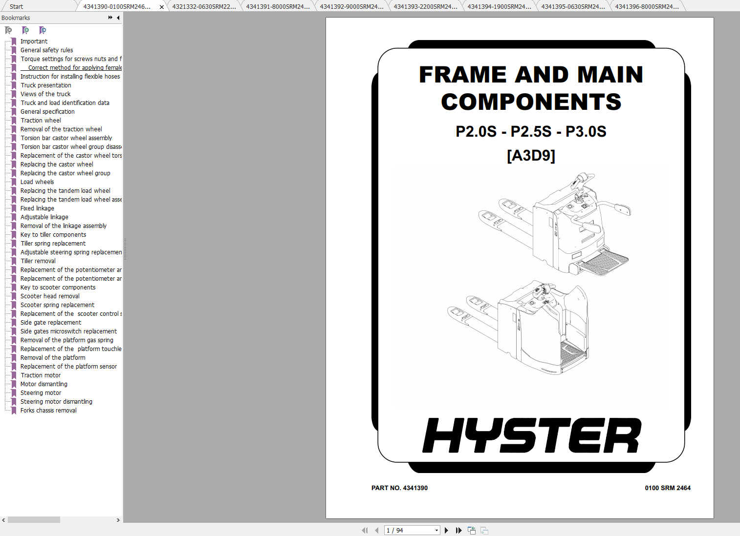 Hyster A3D9 P2.0S P2.5S P3.0S EU Service Manual 03.2022 1