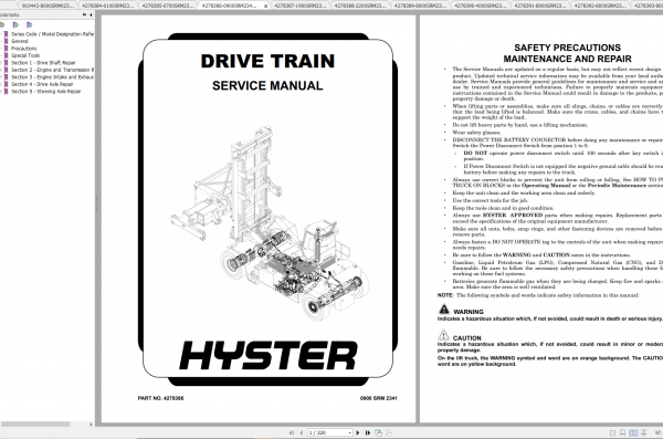 Hyster Forklift K117 H40XD CH H44XD CH H48XD CH H50XD CH H52XD CH Service Manual 03.2022 1