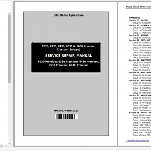 John Deere Premium Tractors 6230 6330 6430 6530 and 6630 Premium European Service Repair Manual 2