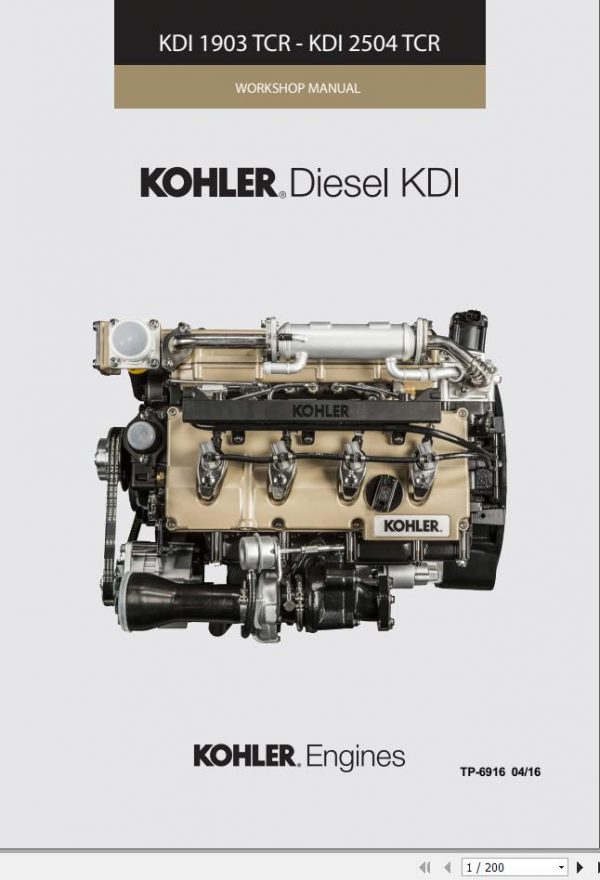 KOHLER Diesel Engine KDI 1903 TCR KDI 2504 TCR Workshop Manual 1