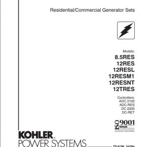 KOHLER Residental Commercial Generator Sets 8.5RES 12RES 12RESL 12RESM1 12RESNT 12TRES Service Manual 1