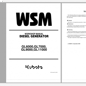 Kubota Diesel Generator GL6000 GL7000 GL9000 GL11000 Workshop Manual 1
